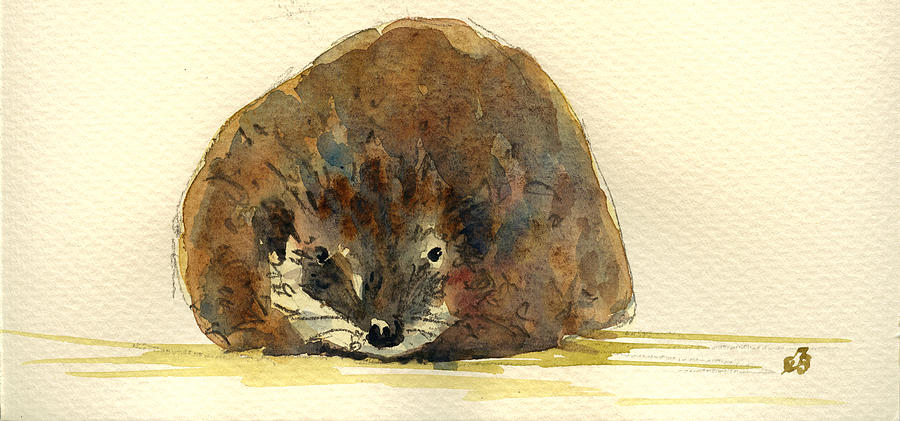 Wildlife Painting - Hedgehog #4 by Juan  Bosco
