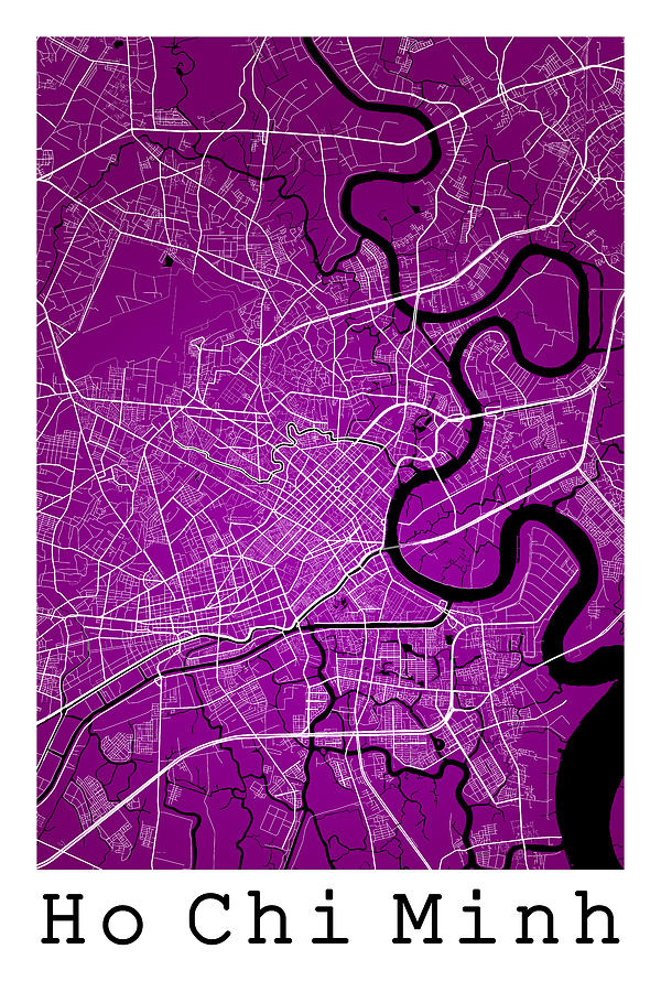 Map Digital Art - Ho Chi Minh City Street Map - Ho Chi Minh City Vietnam Road Map  #4 by Jurq Studio