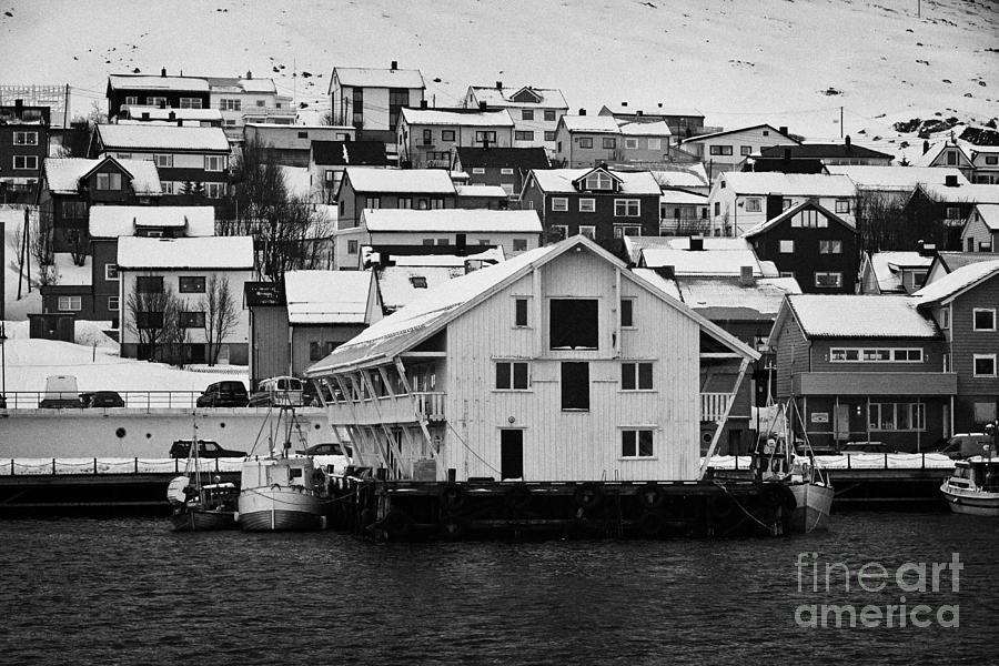 Winter Photograph - Honningsvag harbour and traditional wooden houses finnmark norway europe #4 by Joe Fox
