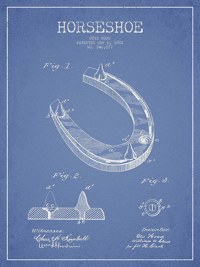 Horse Digital Art - Horseshoe Patent Drawing from 1881 #4 by Aged Pixel
