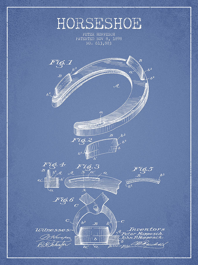 Horse Digital Art - Horseshoe Patent Drawing from 1898 #4 by Aged Pixel