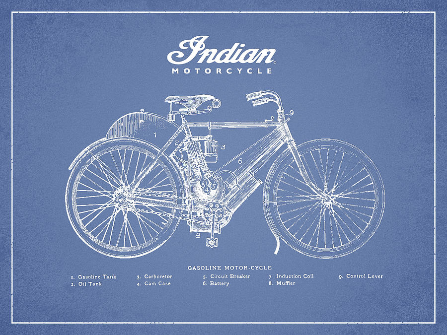 Vintage Drawing - Indian motorcycle #5 by Aged Pixel