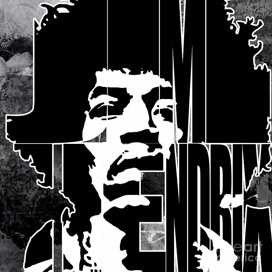 Jimi Hendrix Typography #4 Mixed Media by Marvin Blaine
