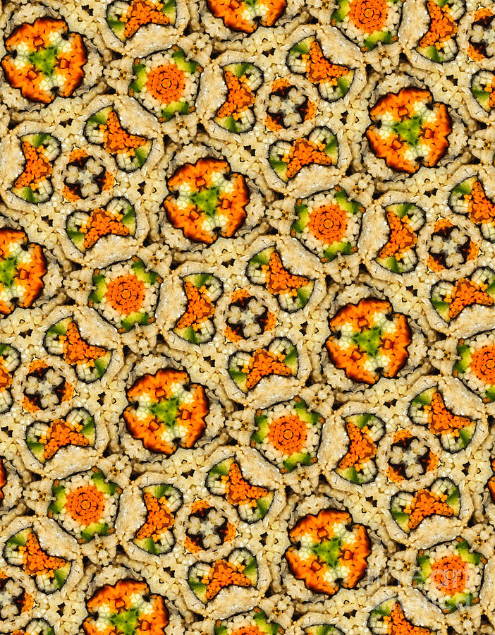 Carrot Digital Art - Kaleidoscope Vegetable Sushi #4 by Amy Cicconi