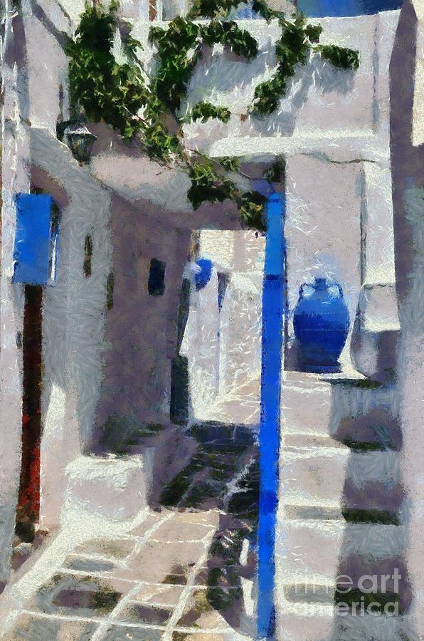 Kastro village in Sifnos island #1 Painting by George Atsametakis