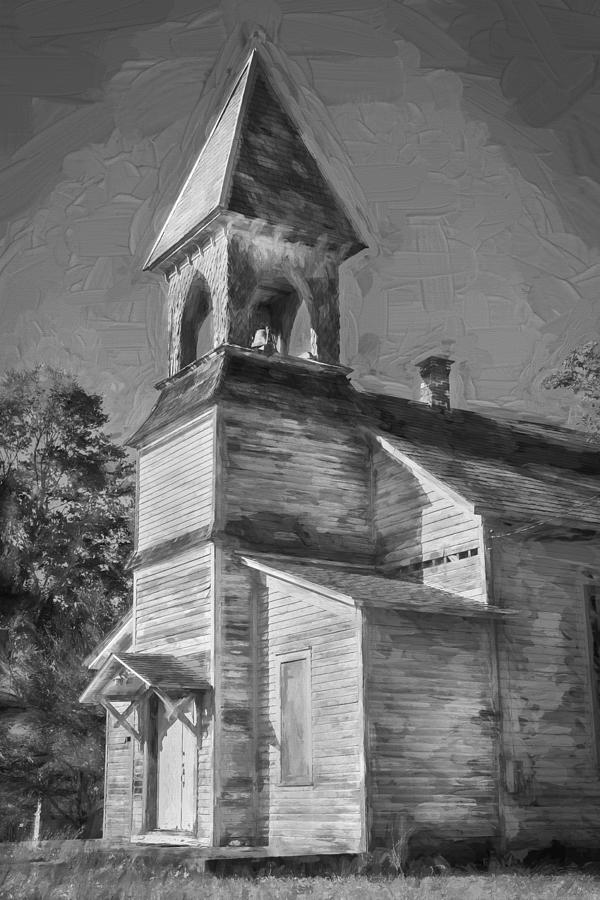Lafayette Baptist Church Lafayette Sussex County NJ Painted BW  #4 Photograph by Rich Franco