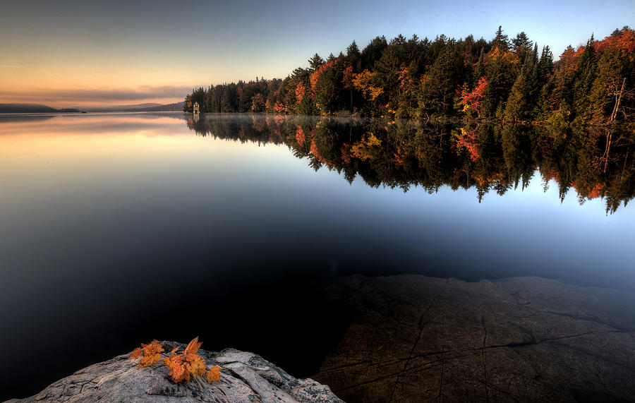 Lake in Autumn sunrise reflection #4 Photograph by Mark Duffy
