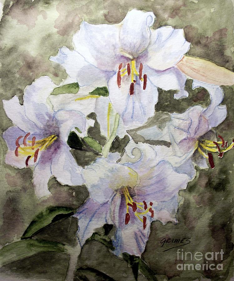 4 Lilys of White Painting by Carol Grimes