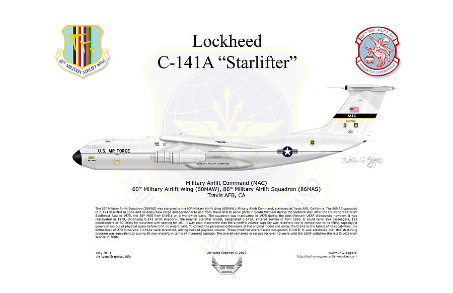 Military Lockheed C-141 Starlifter Cargo Airplane Aircraft Wall Framed Picture 