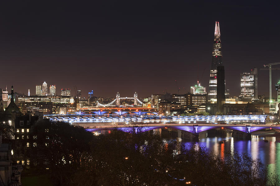 London Photograph - London Night Skyline Cityscape #4 by Matthew Gibson