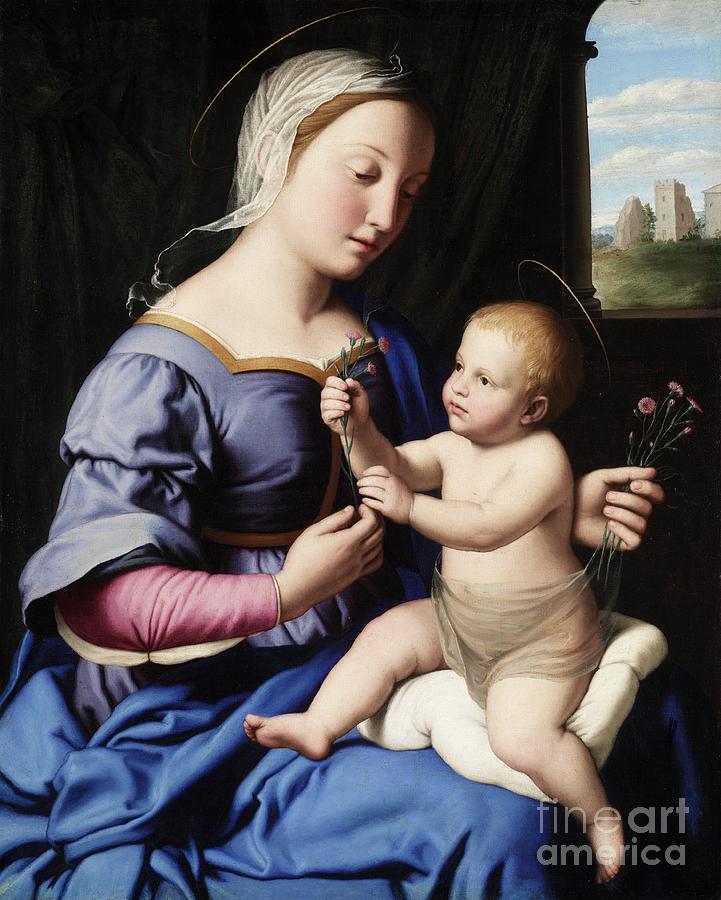 Madonna Painting - Madonna and Child by Il Sassoferrato  oil on canvas by Il Sassoferrato