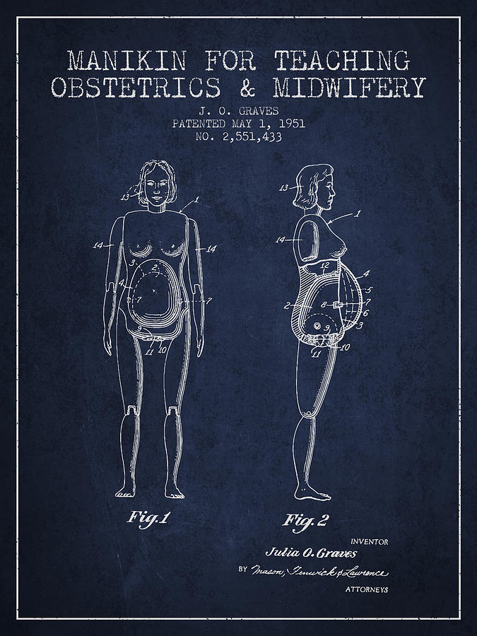 Vintage Drawing - Manikin for Teaching Obstetrics and Midwifery Patent from 1951 - #4 by Aged Pixel