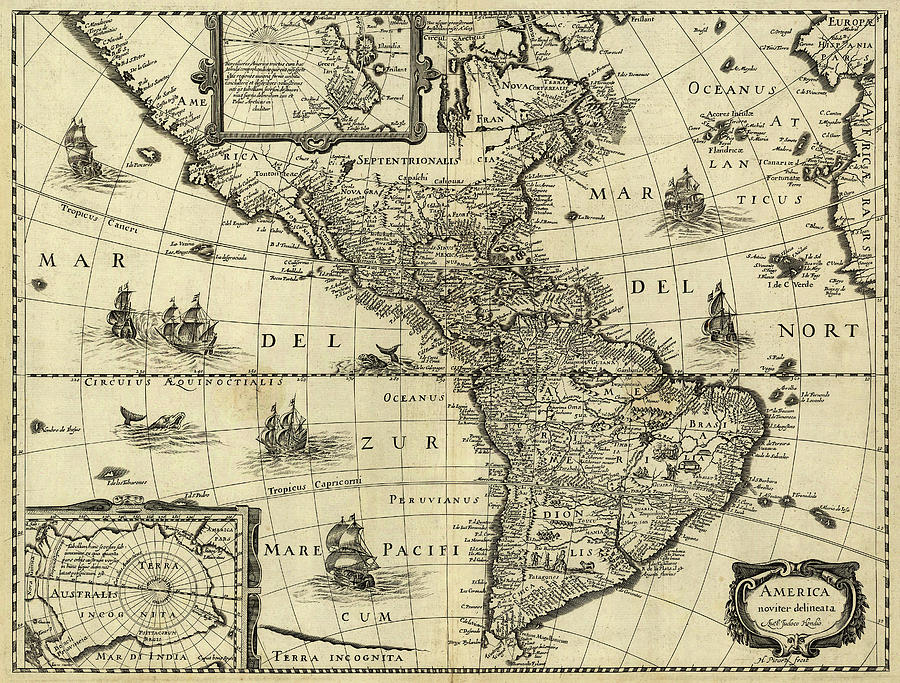 Map Photograph - Map Of The Americas #4 by Library Of Congress, Geography And Map Division/science Photo Library