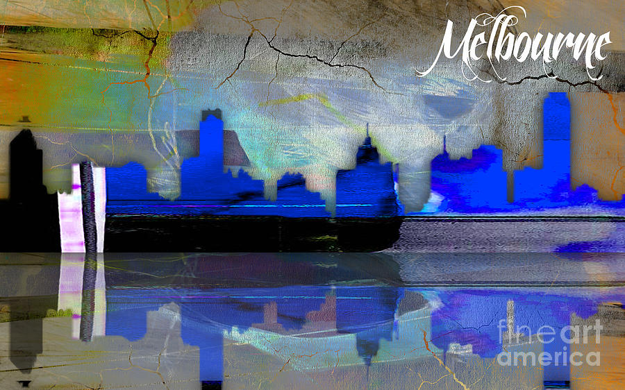 Melbourne Australia Skyline Watercolor #3 Mixed Media by Marvin Blaine
