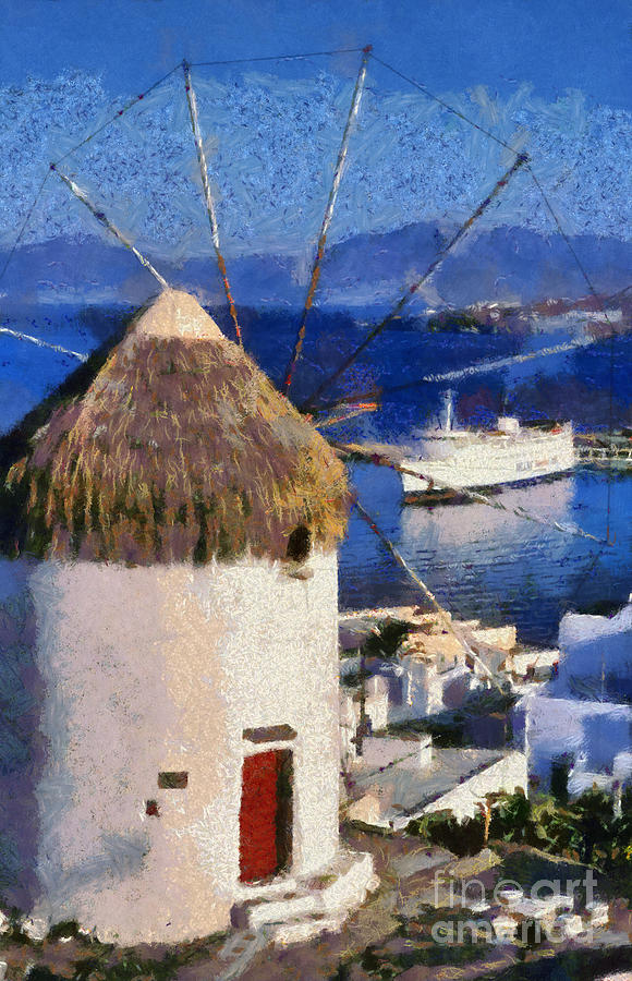 Mykonos town #9 Painting by George Atsametakis