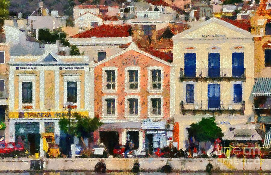 Mytilini port #7 Painting by George Atsametakis