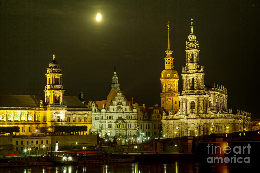 New historical city of Dresden at night #4 Photograph by Gina Koch
