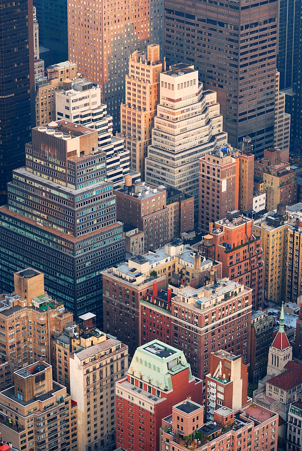 New York City Manhattan skyline aerial view #4 Photograph by Songquan Deng