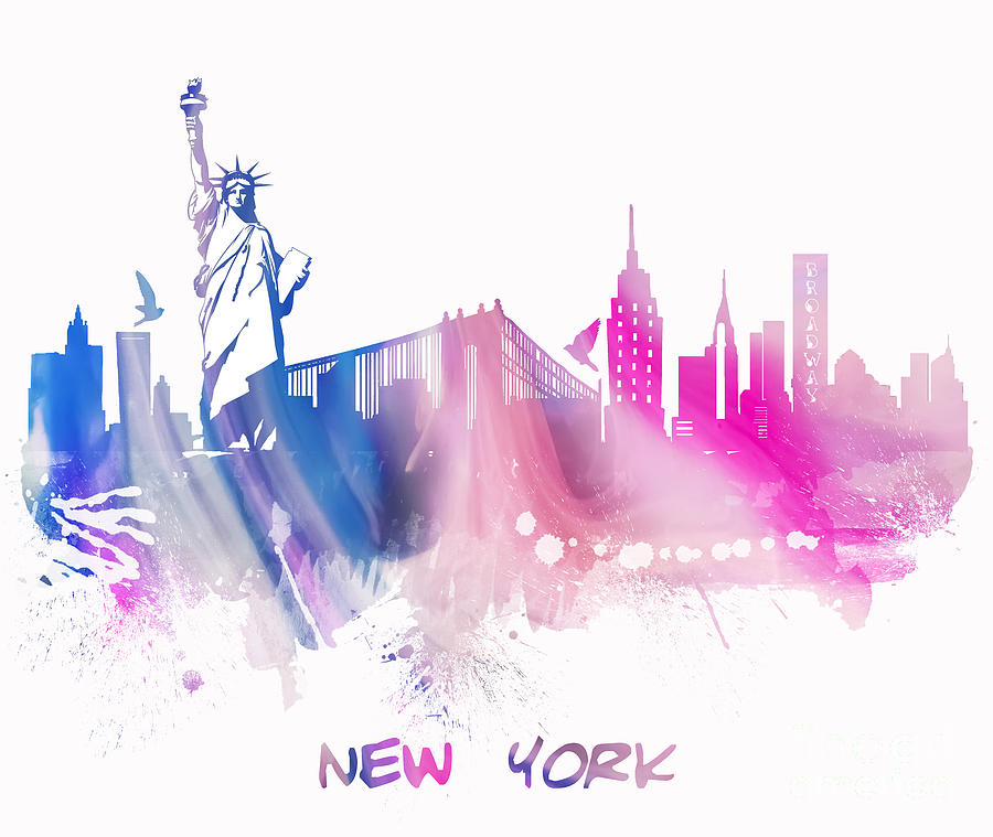 New York City Skyline #5 Digital Art by Justyna Jaszke JBJart