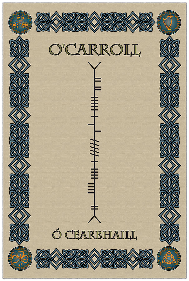Ogham Digital Art - OCarroll written in Ogham #4 by Ireland Calling