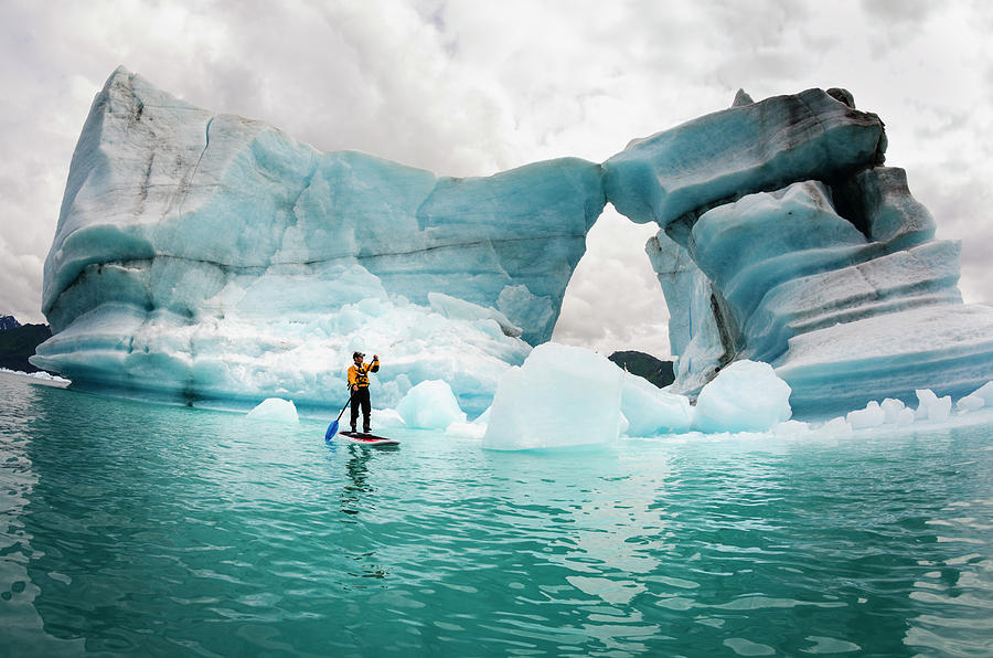 Kenai Fjords National Park Photograph - One Man On Stand Up Paddle Board Sup #4 by Turner Forte
