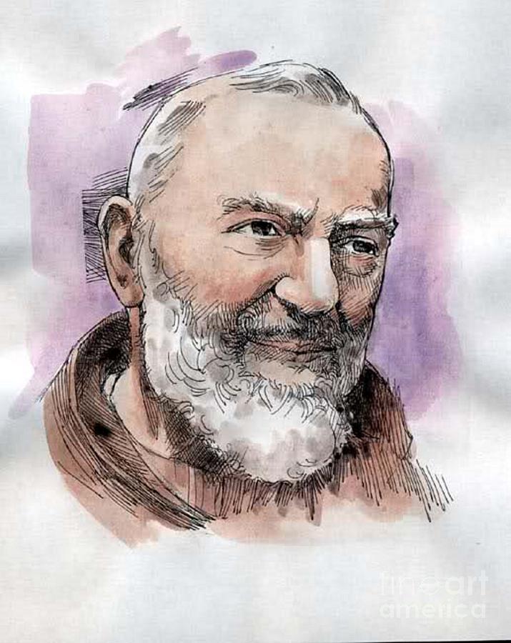 Padre Pio #4 Drawing by Archangelus Gallery