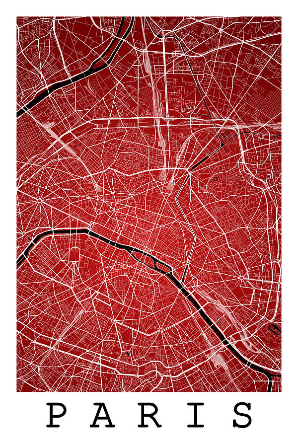 Paris Street Map Paris France Road Map Art On Colored Backgrou Digital Art By Jurq Studio