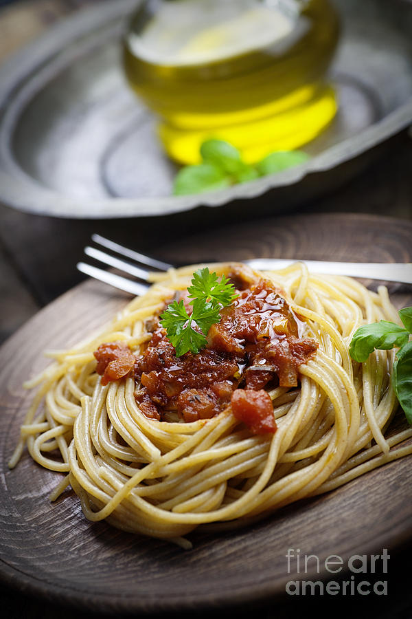 Tomato Photograph - Pasta with tomato sauce #4 by Mythja Photography
