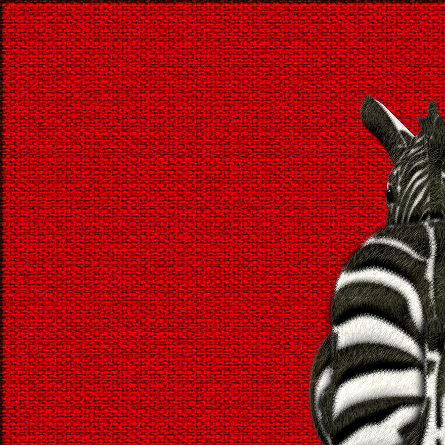 4-Piece Set - Zebra Rear View on Red 1-of-4 Digital Art by Serge Averbukh