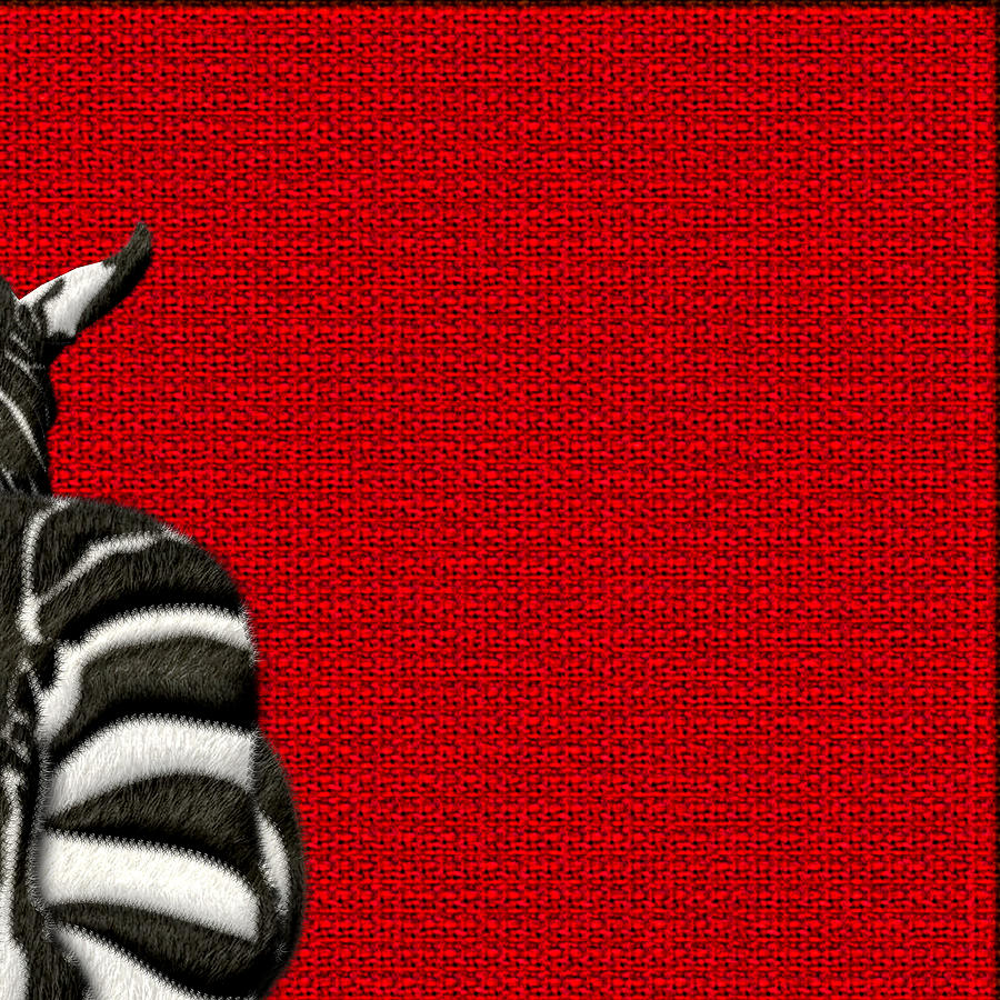 4-Piece Set Zebra Rear View on Red 2-of-4 Digital Art by Serge Averbukh