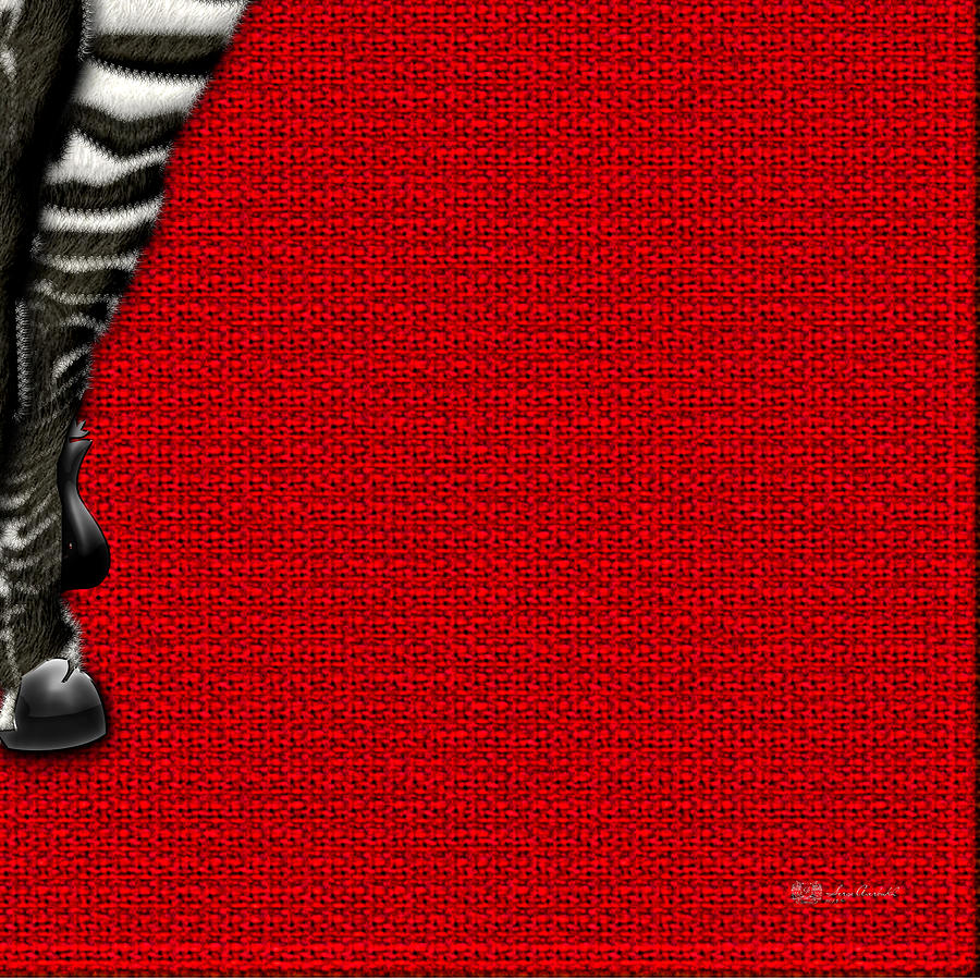 4-Piece Set Zebra Rear View on Red 4-of-3 Digital Art by Serge Averbukh