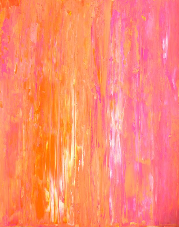 Abstract Painting - Duplicate - Pink and Orange Abstract Art Painting by CarolLynn Tice