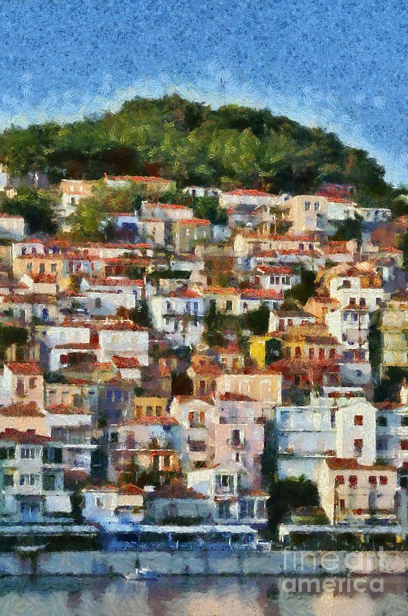 Plomari town #5 Painting by George Atsametakis