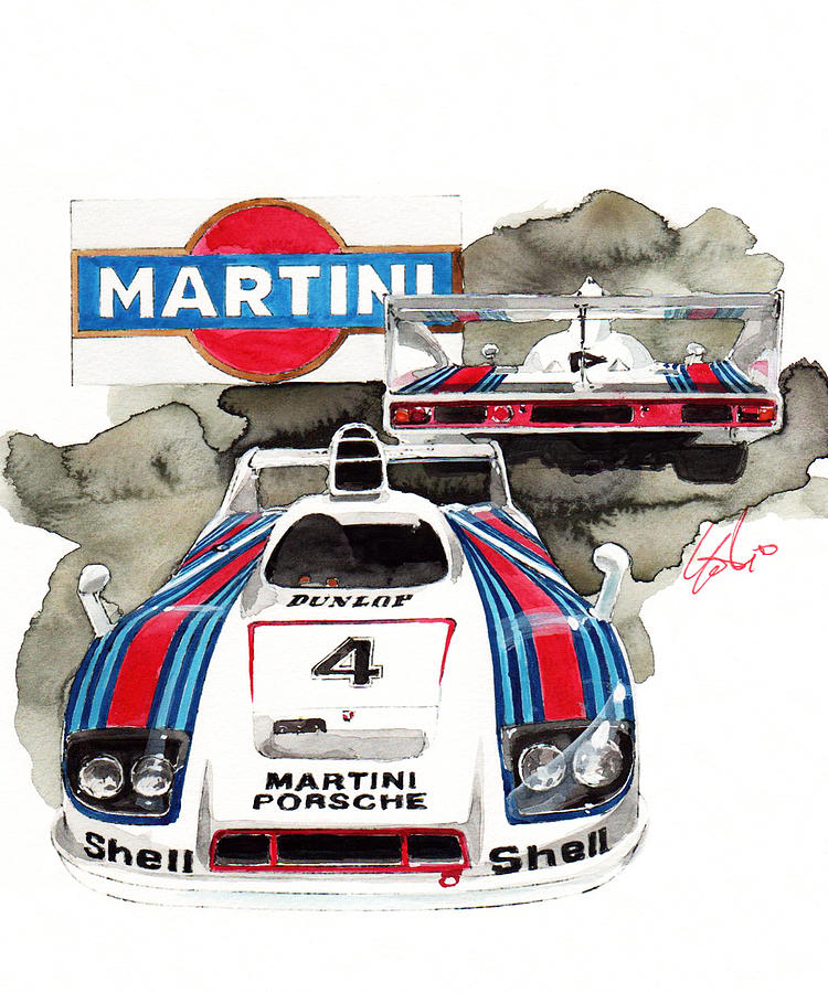 Porsche Martini racing car Painting by Yoshiharu Miyakawa