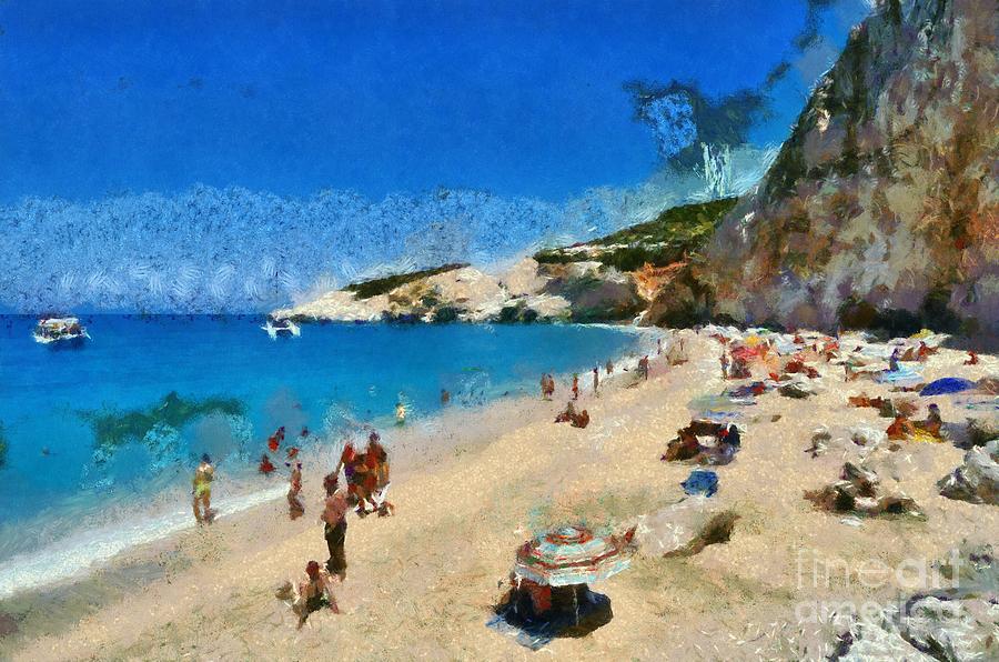 Porto Katsiki beach in Lefkada island #8 Painting by George Atsametakis