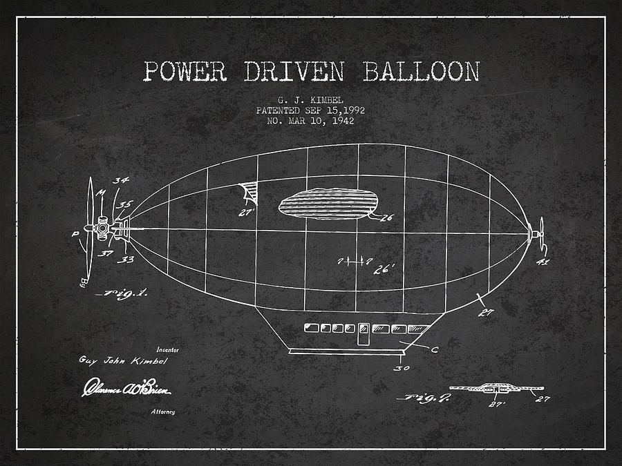 Vintage Digital Art - Power Driven Balloon Patent #4 by Aged Pixel