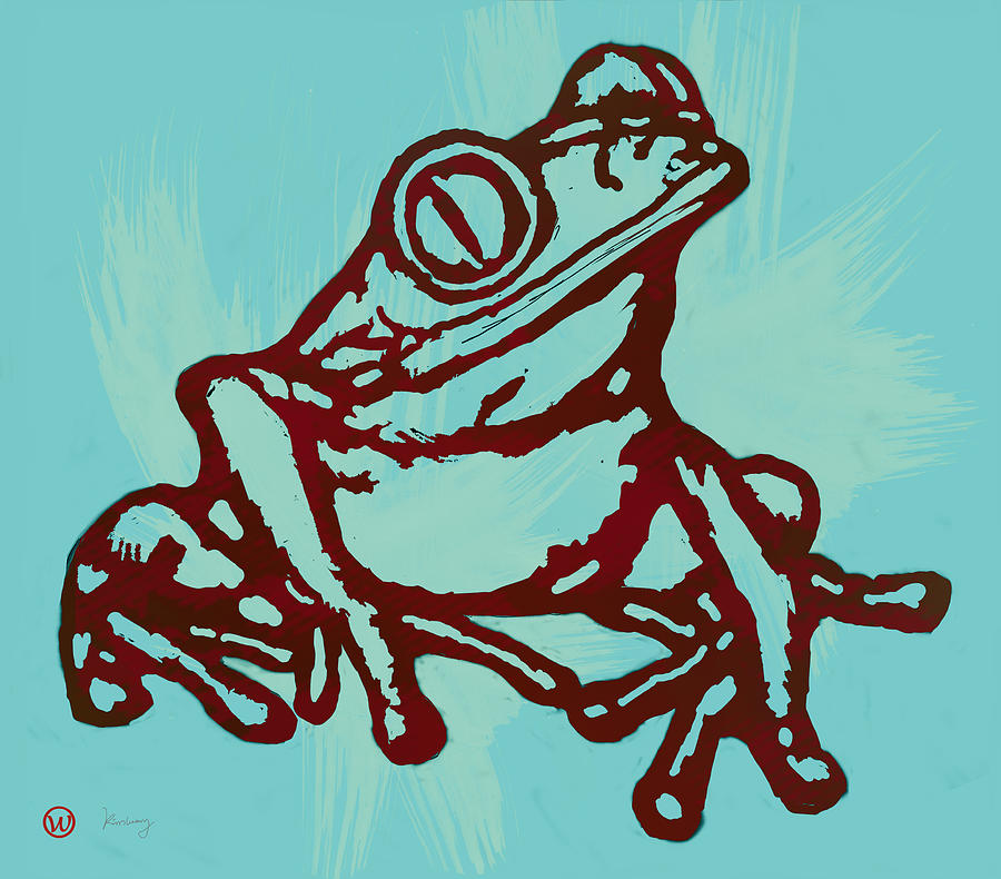 Abstract Drawing - Rainforest Frog Stylised Pop Art Drawing Portrait Poster #4 by Kim Wang