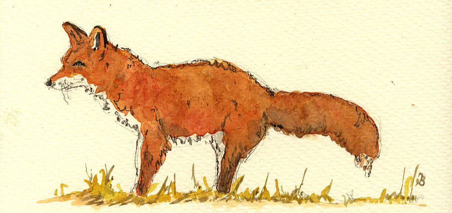Wildlife Painting - Red Fox #4 by Juan  Bosco