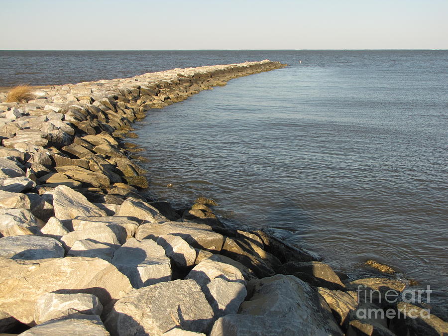 Schuminweb Photograph - Rock jetty at Sandy Point #4 by Ben Schumin