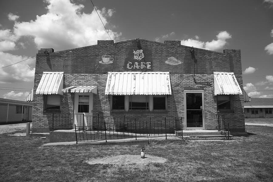 Route 66 - Illinois Cafe 2012 BW Photograph by Frank Romeo