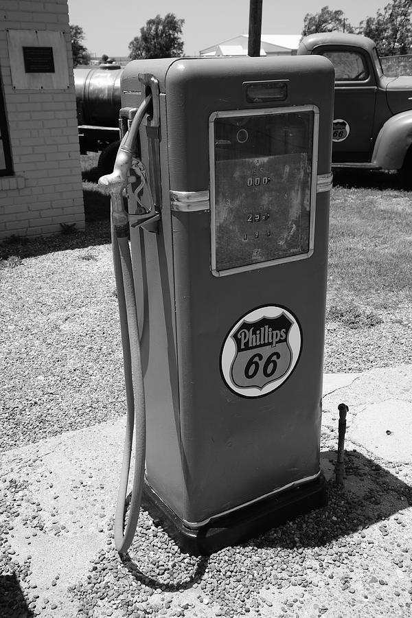 Route 66 Gas Pump 2012 Bw #2 Photograph by Frank Romeo