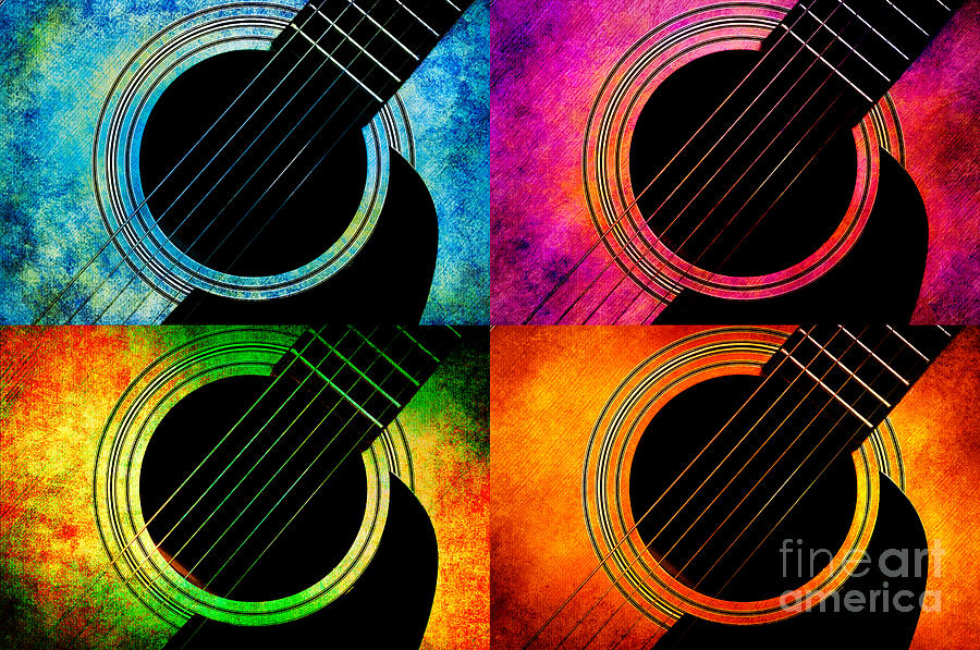 4 Seasons Guitars 2 Digital Art by Andee Design