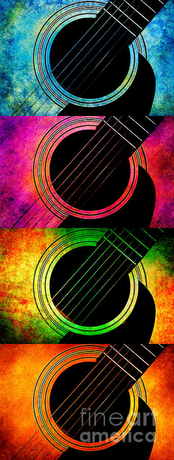 4 Seasons Guitars Vertical Panorama Photograph by Andee Design