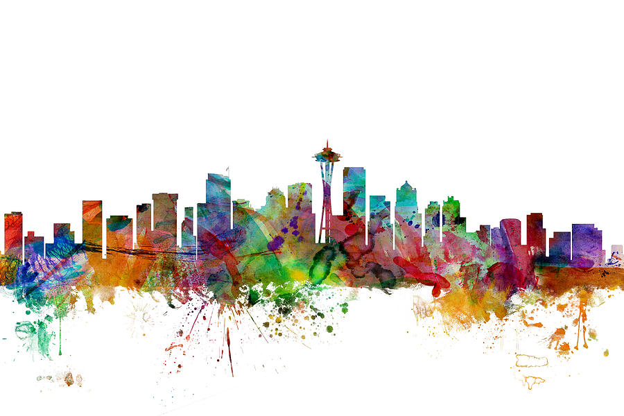 United States Digital Art - Seattle Washington Skyline by Michael Tompsett