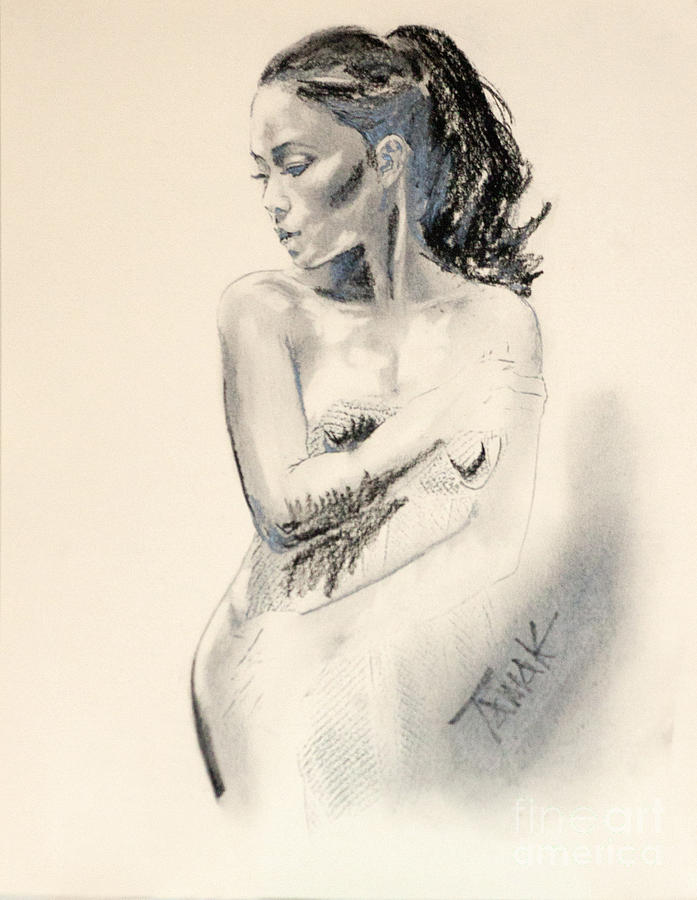 Nude Drawing - Self Portrait #4 by Tamart H