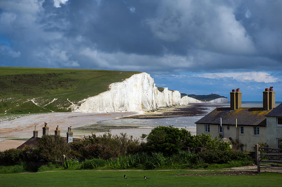 Seven Sisters cliffs and coastguard cottages #4 Photograph by Gary Eason