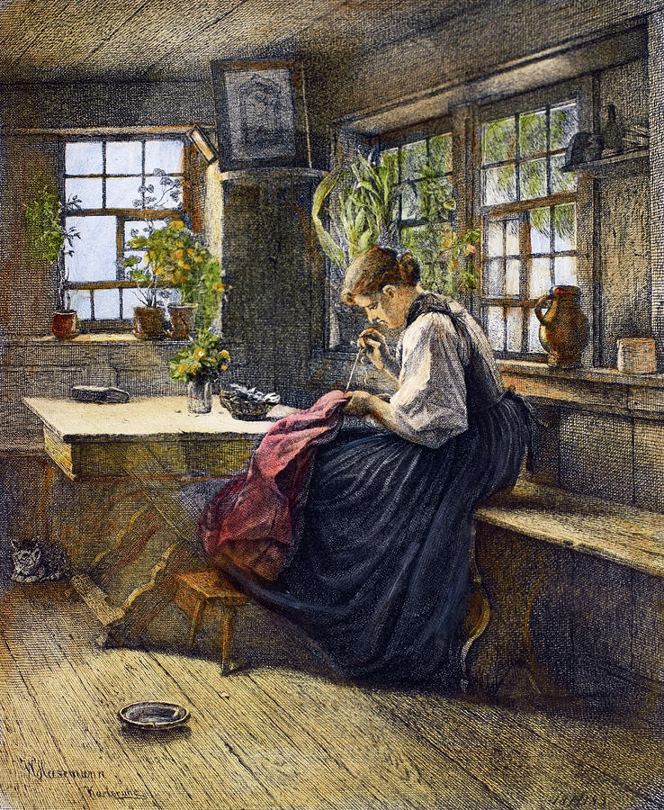 Sewing, 19th Century #4 Painting by Granger Sewing, 19th Century #4 Painting by Granger