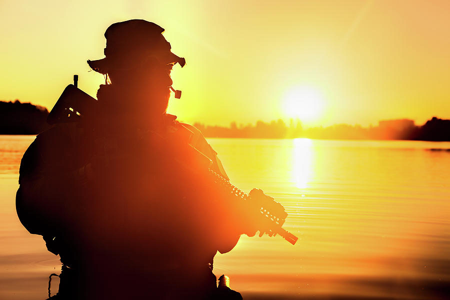 Silhouette Of Special Forces Soldier #4 Photograph by Oleg Zabielin