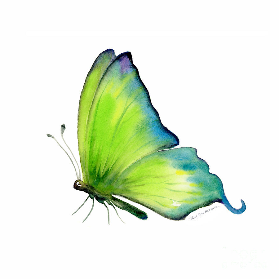 4 Skip Green Butterfly Painting by Amy Kirkpatrick