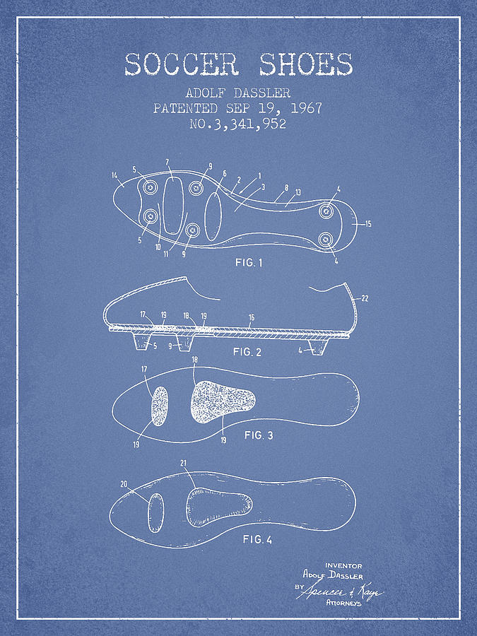 Soccer Shoe Patent From 1967 Digital Art